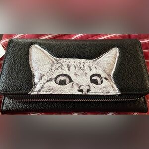 Christmas Deal Black Wallet with Cat Design